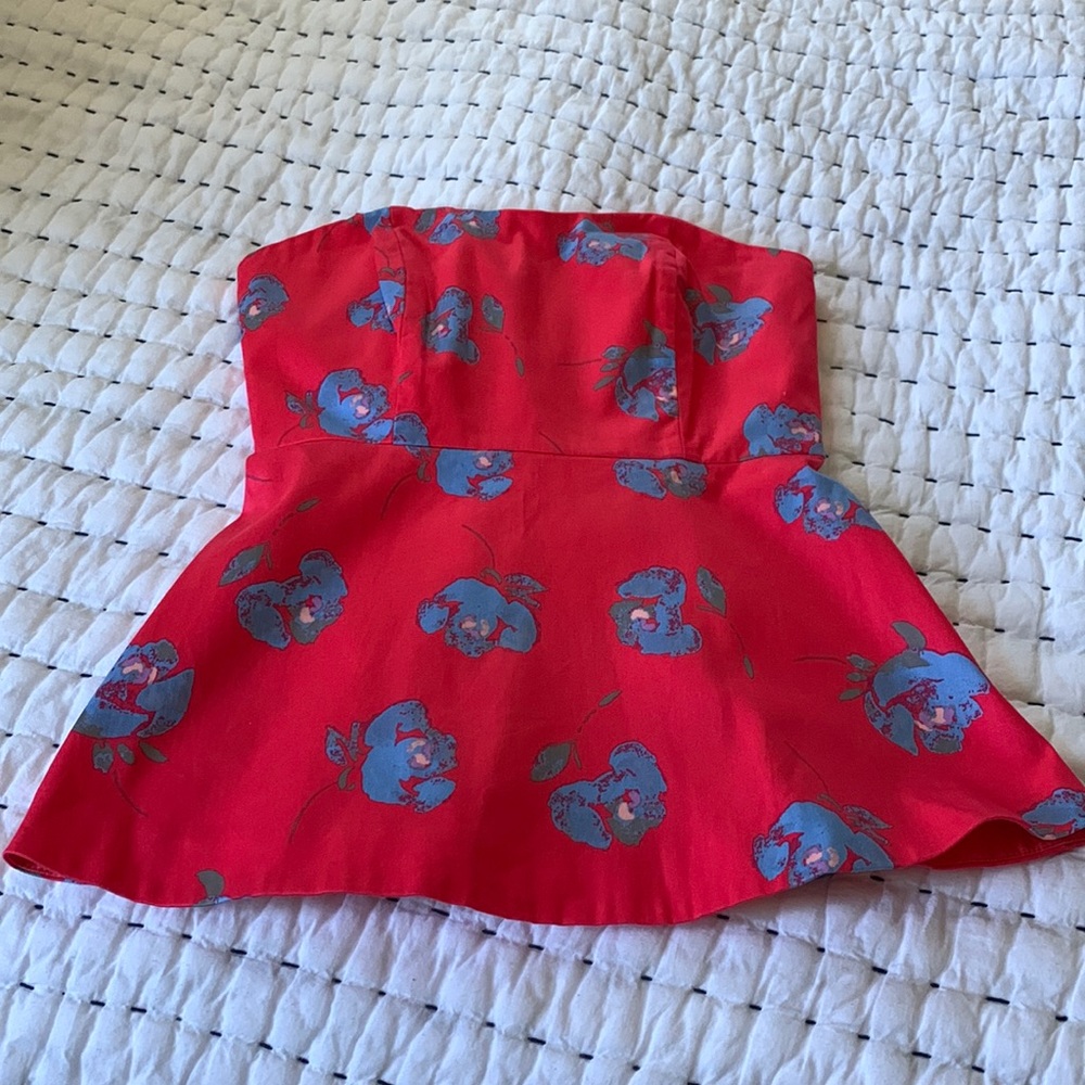 J Crew Strapless Floral top